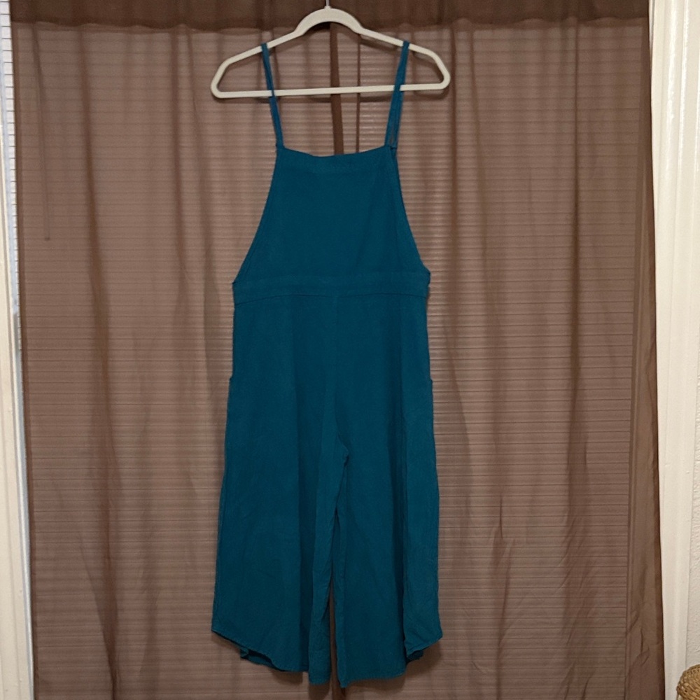 ☀️🌎🌲EARTHBOUND Teal Wide leg Jumpsuit Overalls Size 0-2 Cotton - Picture 6 of 6